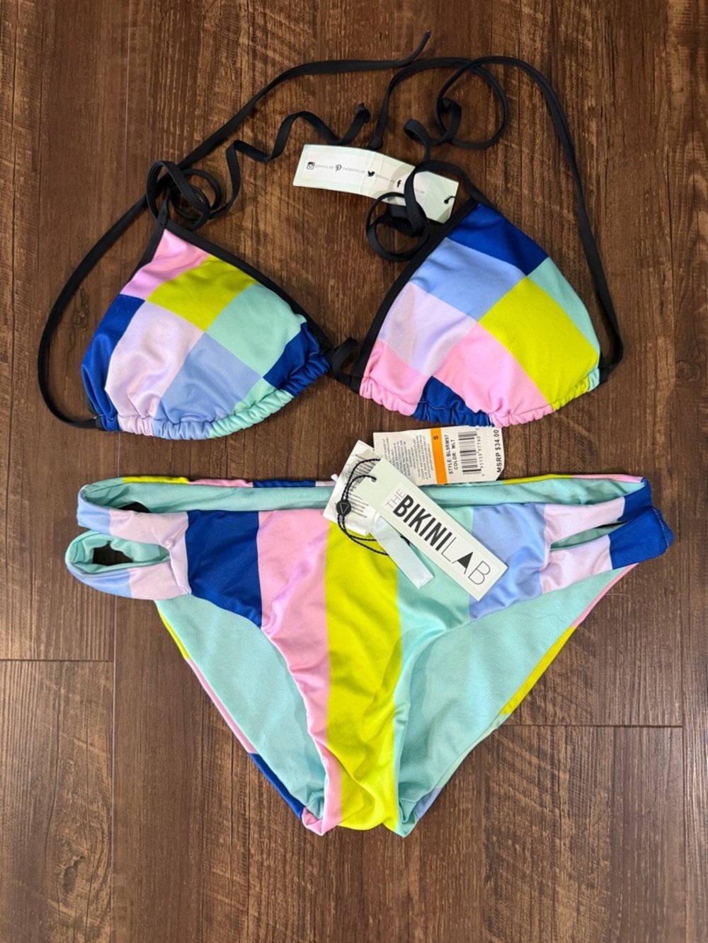 Bikini Lab Multicolor Triangle Bikini Size Small New